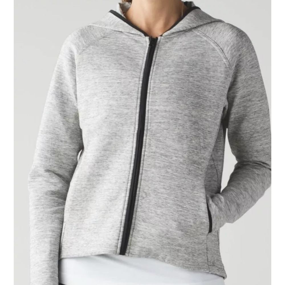 Lululemon City Bound Hoodie Womens 6 Heathered Space Dyed Grey Full Zip